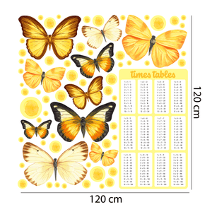 Times Tables Wall Chart and Butterfly Wall Decals (Yellow)