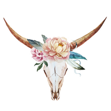 Load image into Gallery viewer, Boho Bovine Skull Wall Decal
