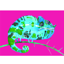 Load image into Gallery viewer, Tropical Pink Chameleon Wall Art
