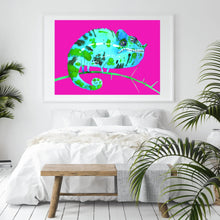 Load image into Gallery viewer, Tropical Pink Chameleon Wall Art
