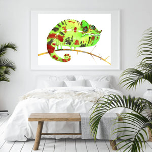 Tropical Green Chameleon Wall Art