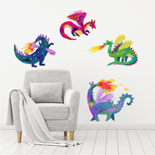 Load image into Gallery viewer, Fire Dragon Wall Decal Set
