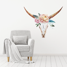 Load image into Gallery viewer, Boho Bovine Skull Wall Decal
