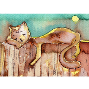 Frisky Feline Watercolour Wall Art