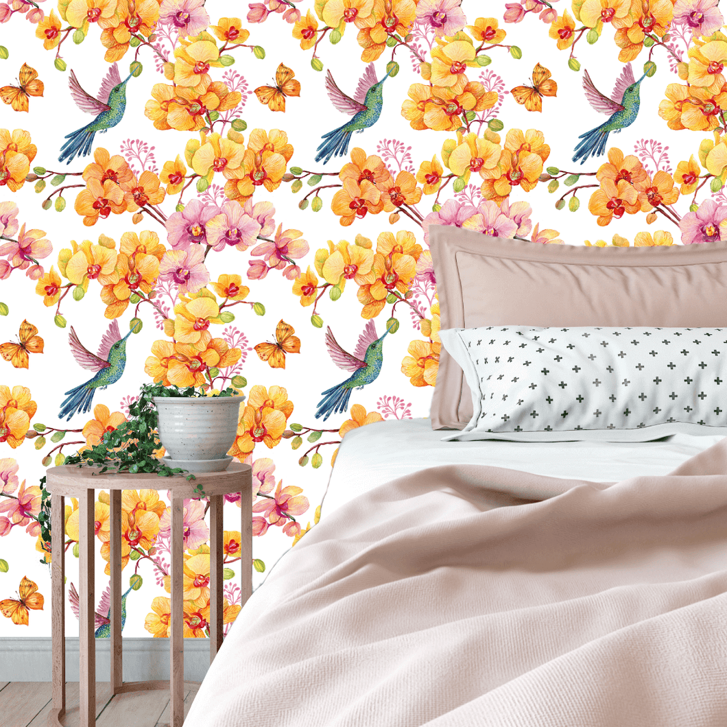 Humming Bird Orchids Wallpaper