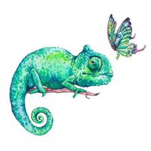 Load image into Gallery viewer, Tropical Chameleon Wall Decal Set
