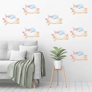 Unicorn pigs might fly Wall Decal Set