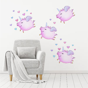 Unicorn pigs might fly Wall Decal Set