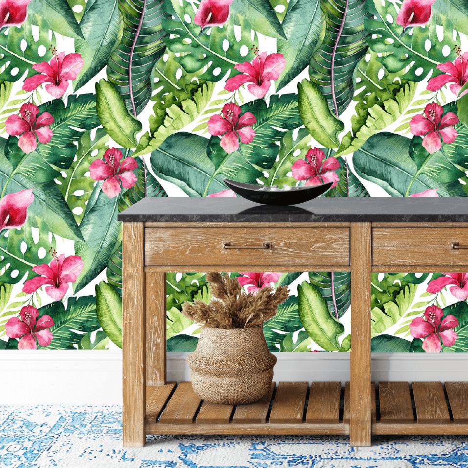 Tropical Pink Hibiscus Wallpaper