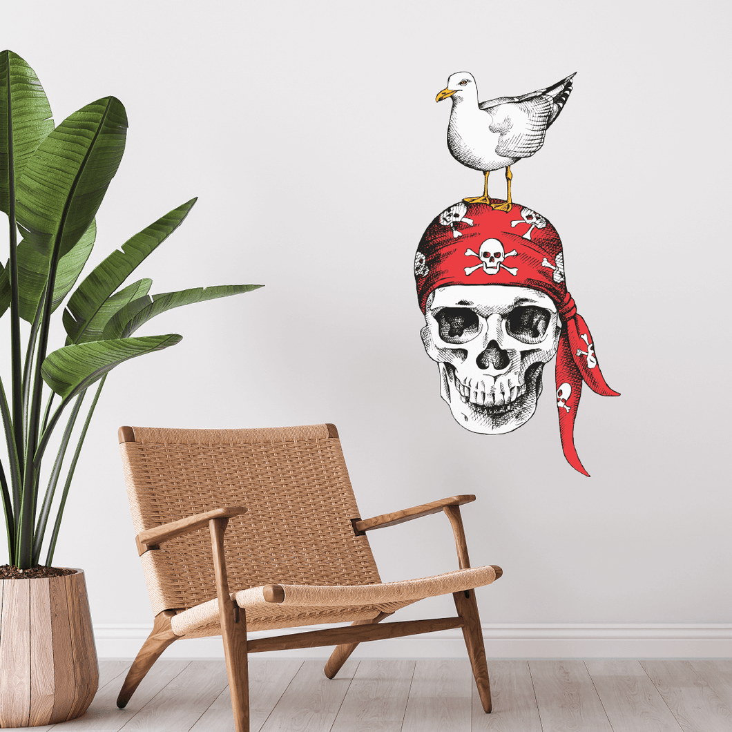 Seagull Pirate Skull Wall Decal