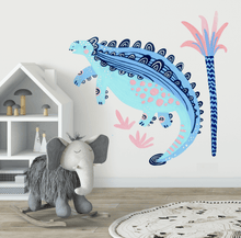 Load image into Gallery viewer, Dinosaur Spikey Blue Wall Decal
