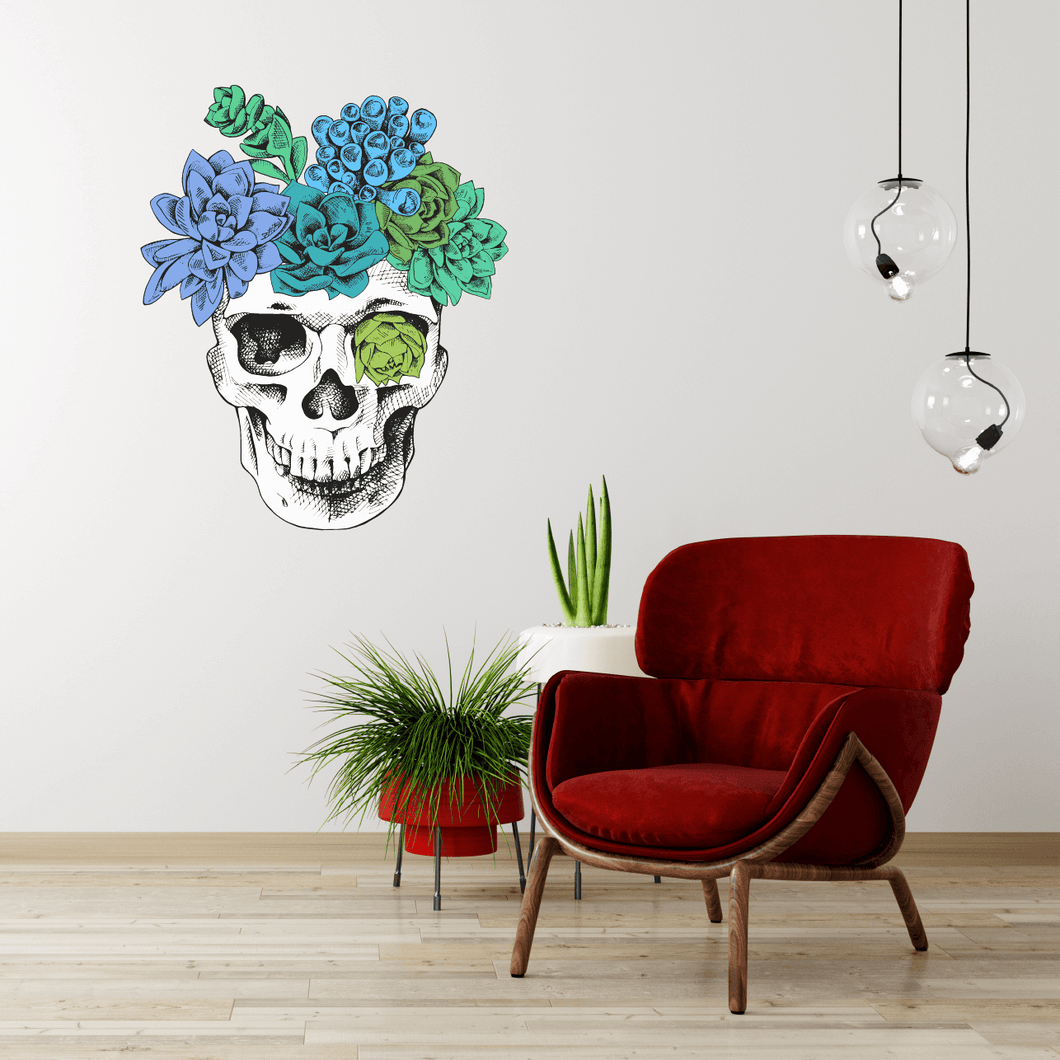 Sexy Succulent Skull Wall Decal
