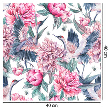 Load image into Gallery viewer, Cranes with Pink Peonies Wallpaper
