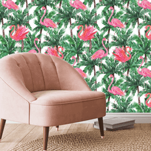 Load image into Gallery viewer, Tropical Pink Flamingo Wallpaper
