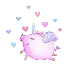 Load image into Gallery viewer, Pink Piggy Unicorn Wall Decal Set
