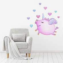 Load image into Gallery viewer, Pink Piggy Unicorn Wall Decal Set
