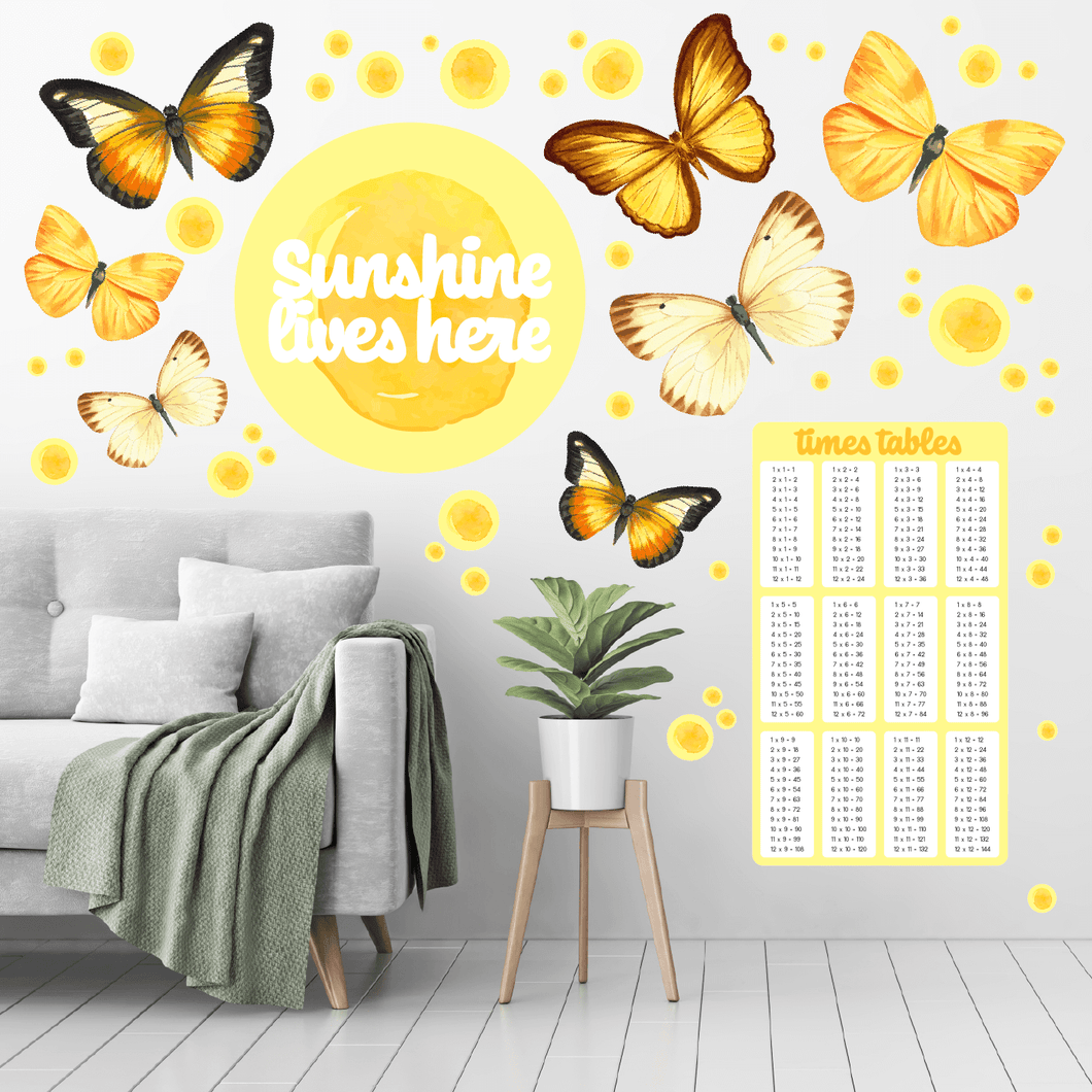 Yellow Butterfly - Full Room Wall Decal Set