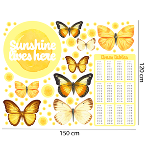 Yellow Butterfly - Full Room Wall Decal Set