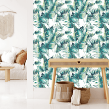 Load image into Gallery viewer, Blue Banana Leaf Wallpaper
